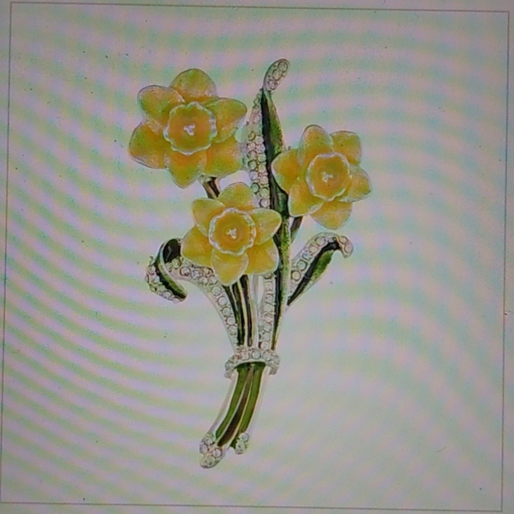 * CLEARANCE * Napier Daffodil Brooch with Yellow and Silver Accents
